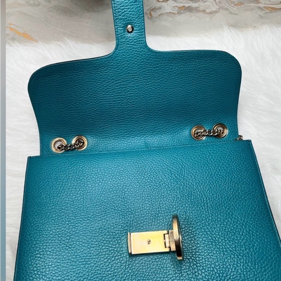 Gucci Interlocking GG Teal Leather Shoulder Bag - Picture 7 of 8